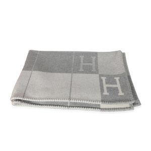 Hermès Écru Gris Clair Merino Wool Cashmere Avalon III Throw Blanket